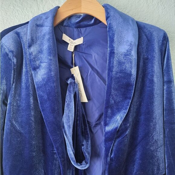 C BY ONE Velvet open front blazer jacket preppy Academia - Picture 5 of 12